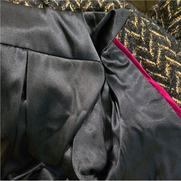 Diane Von Furstenberg "Trente Pea Coat in Navy/Tan Chevron Wool Mohair Blend - Picture 8 of 12